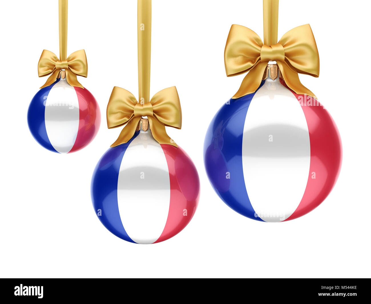 3D-rendering Christmas Ball mit der Flagge von Frankreich Stockfoto