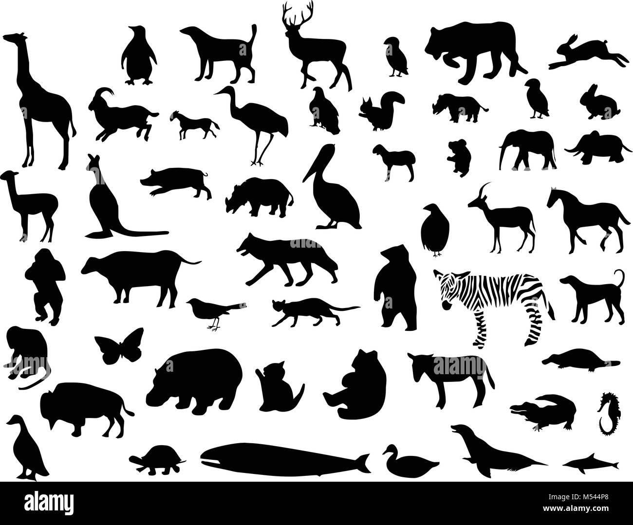 Sammlung tierischen Silhouetten. Vector Illustration. Ein klicken Sie auf "Farbe ändern Stock Vektor