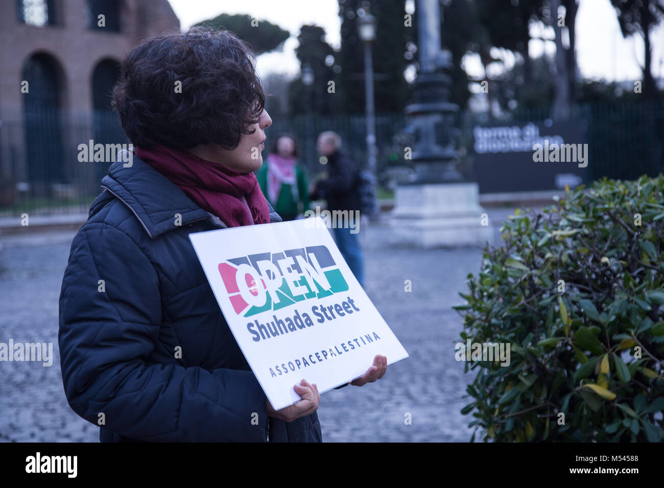 Roma, Italien. 19 Feb, 2018. Sit-in Rom für die internationale Kampagne 'Open Shuhada Street 'Nein zur israelischen Besatzung und der illegalen Siedlungen in der Stadt Hebron und in ganz Palästina Credit: Matteo Nardone/Pacific Press/Alamy Leben Nachrichten zu sagen Stockfoto