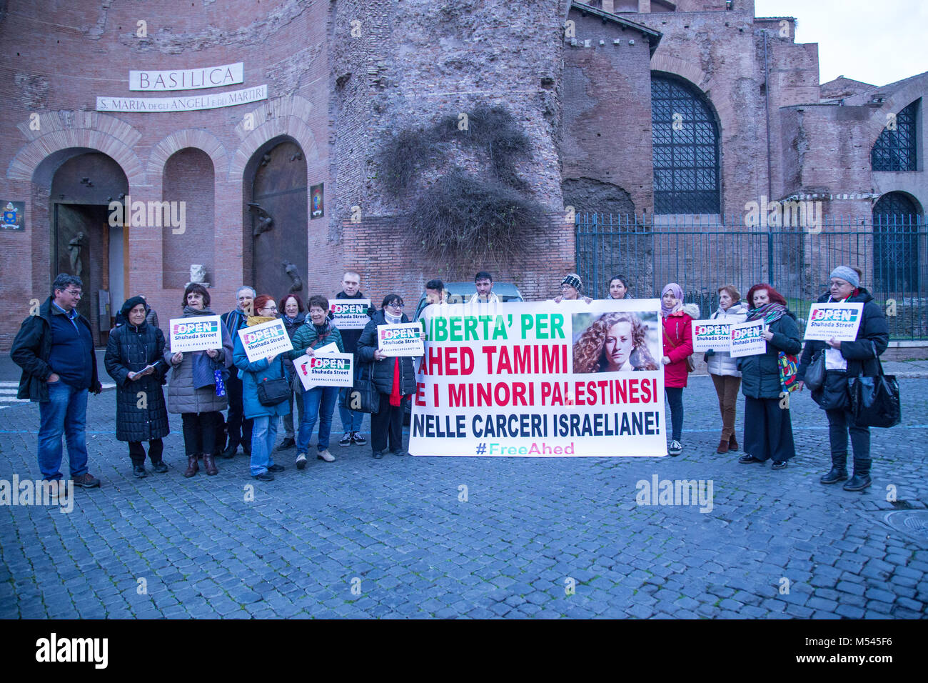 Roma, Italien. 19 Feb, 2018. Sit-in Rom für die internationale Kampagne 'Open Shuhada Street 'Nein zur israelischen Besatzung und der illegalen Siedlungen in der Stadt Hebron und in ganz Palästina Credit: Matteo Nardone/Pacific Press/Alamy Leben Nachrichten zu sagen Stockfoto