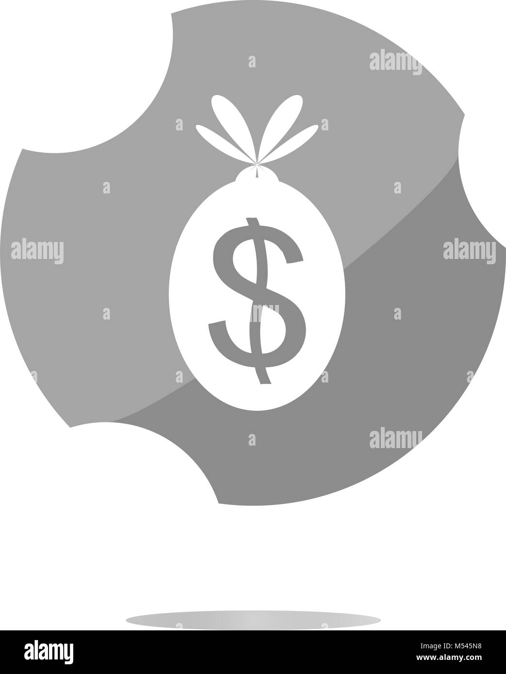 Symbol-Taste-Geld-Sack isoliert auf weiss Stockfoto