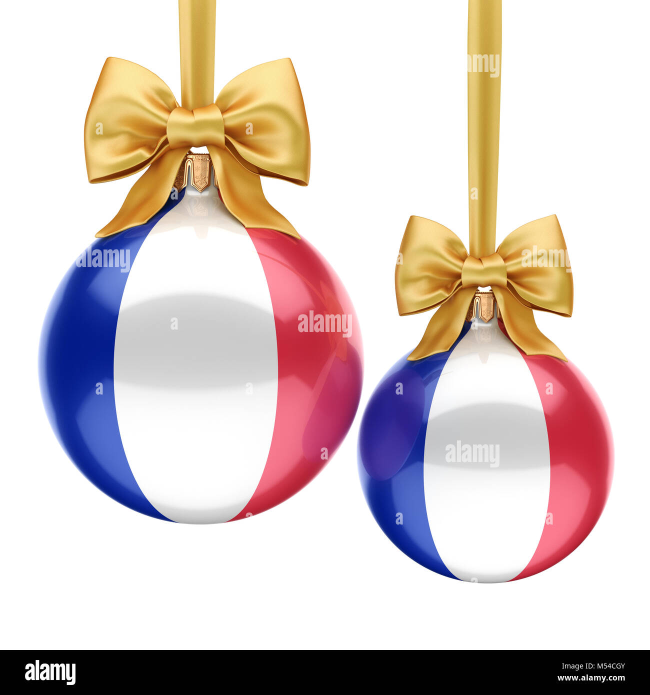 3D-rendering Christmas Ball mit der Flagge von Frankreich Stockfoto