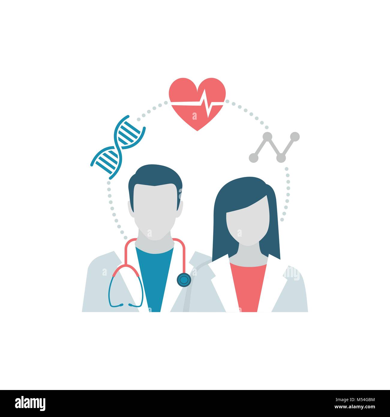 Ärzte Team und medizinische Symbole: Gesundheitswesen Konzept Stock Vektor