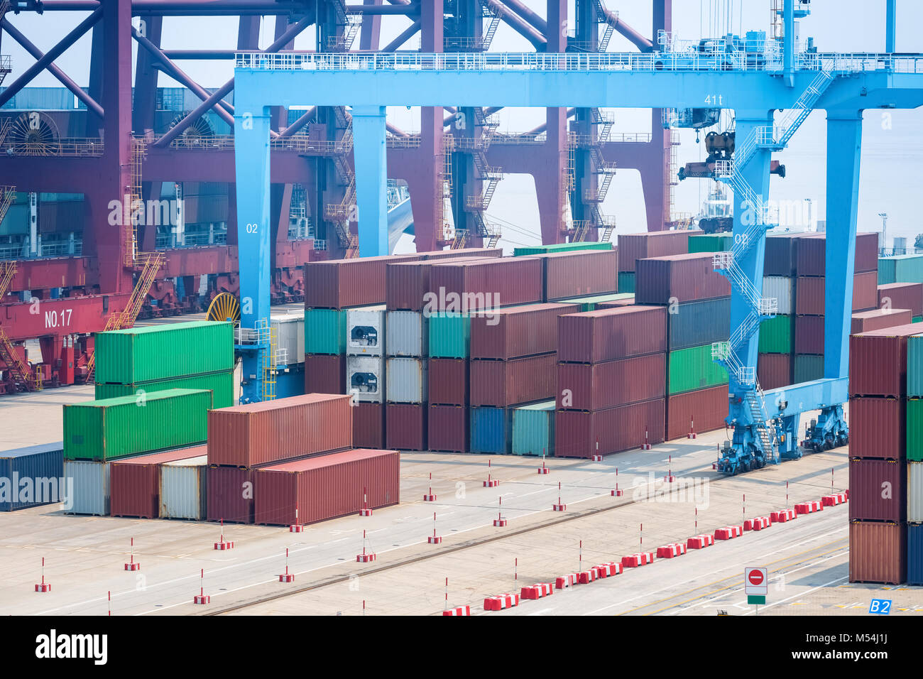 Container Terminal closeup Stockfoto