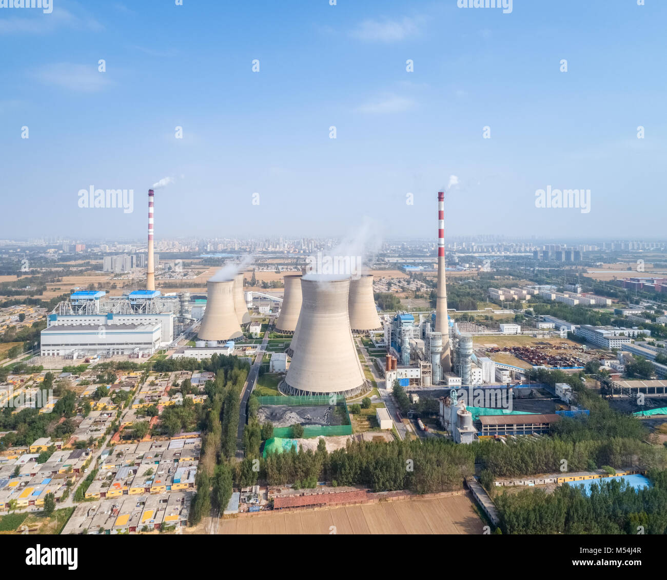 Luftbild des thermischen Kraftwerks Stockfoto