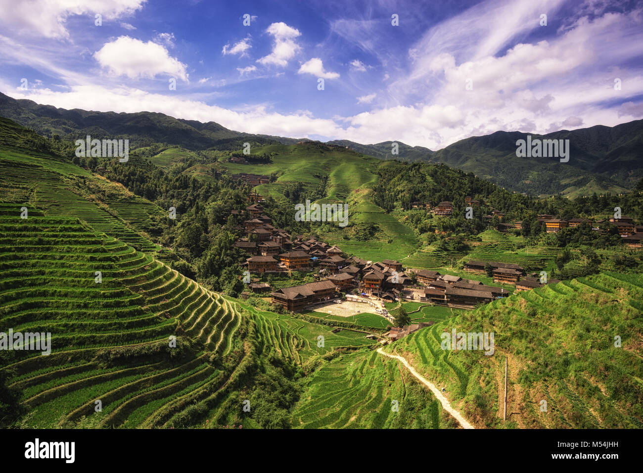 Blick auf das Dorf Dazhai Stockfoto