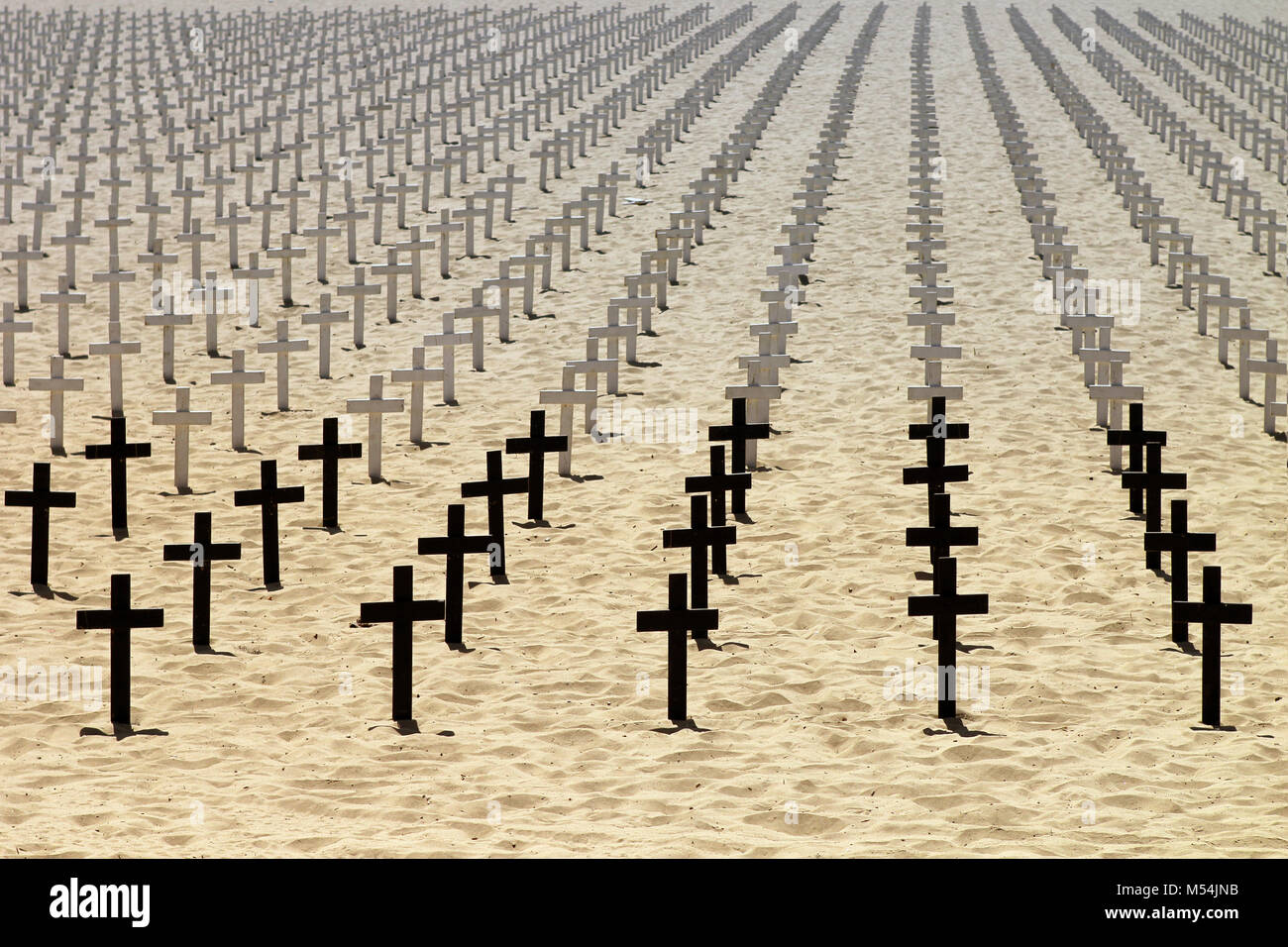 Ehre für die toten Soldaten, die am Strand Stockfoto