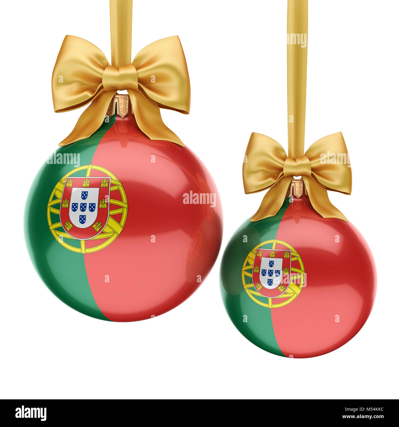 3D-rendering Christmas Ball mit der Flagge von Portugal Stockfoto