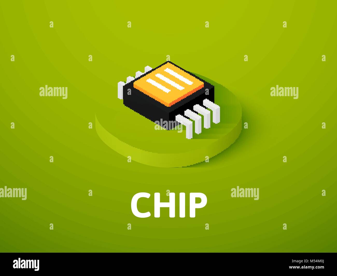 Chip isometrische Symbol Farbe Hintergrund isoliert Stock Vektor