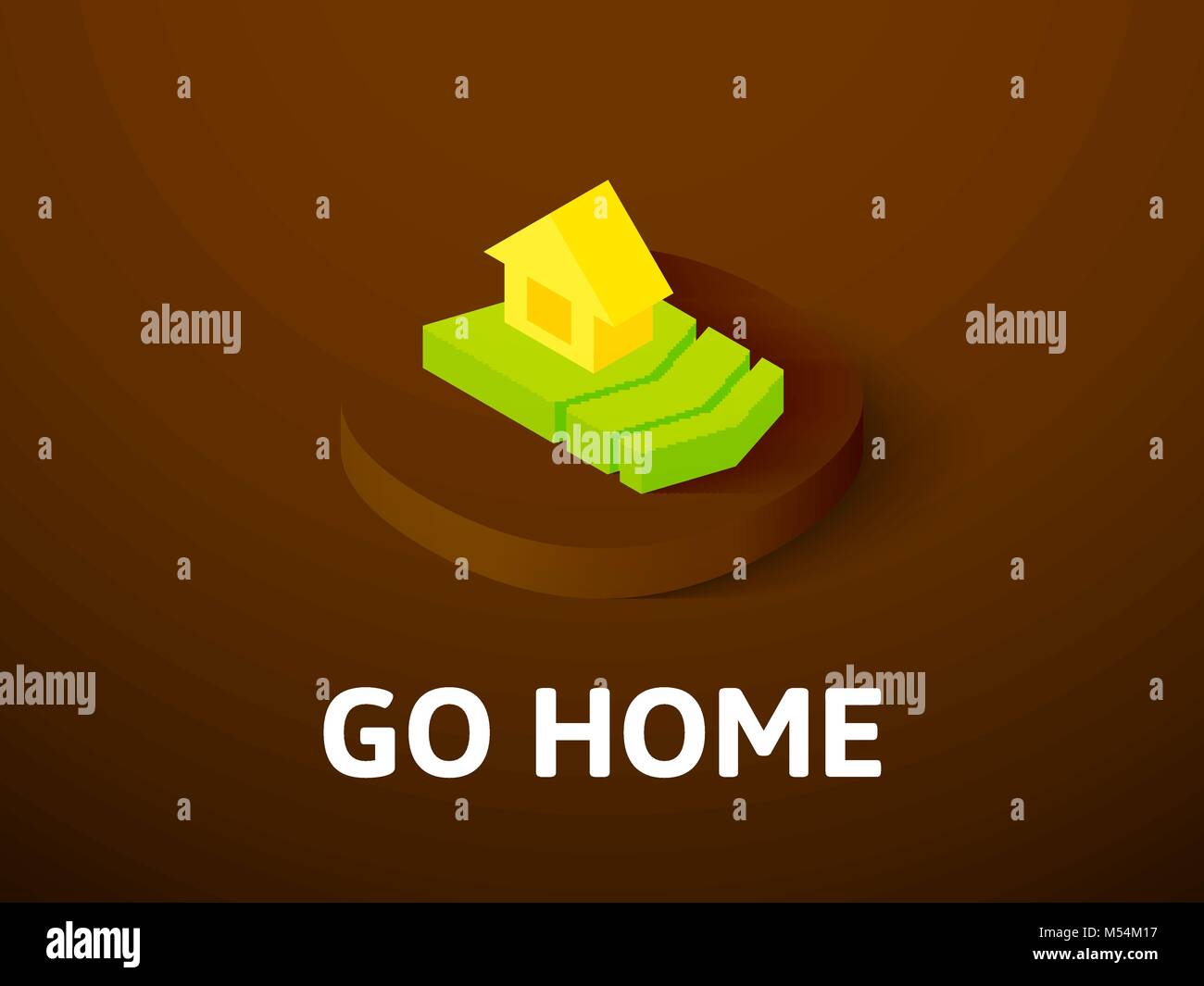 Go Home isometrische Symbol Farbe Hintergrund isoliert Stock Vektor