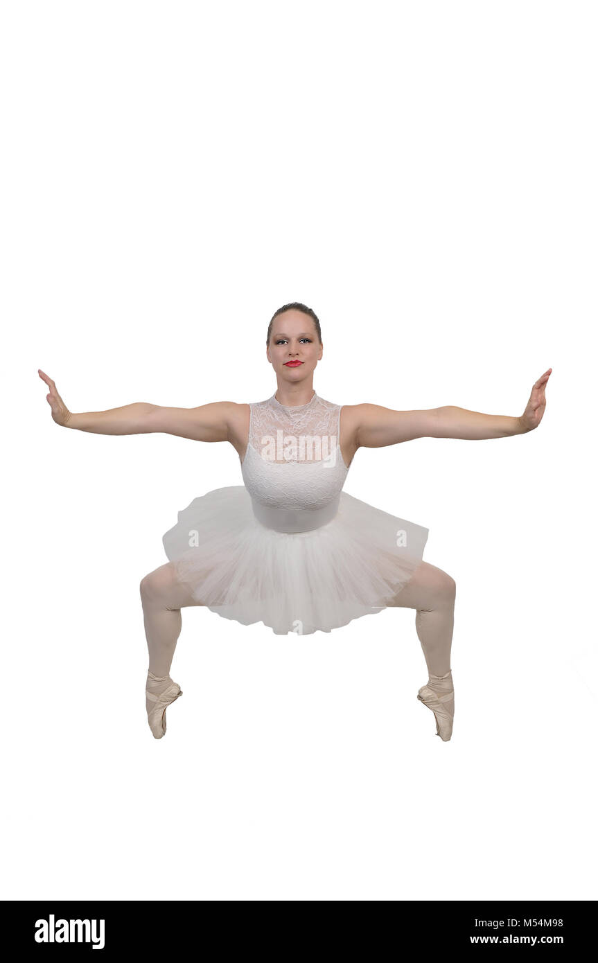 Frau Ballerina mit Pointe Shoes Stockfoto