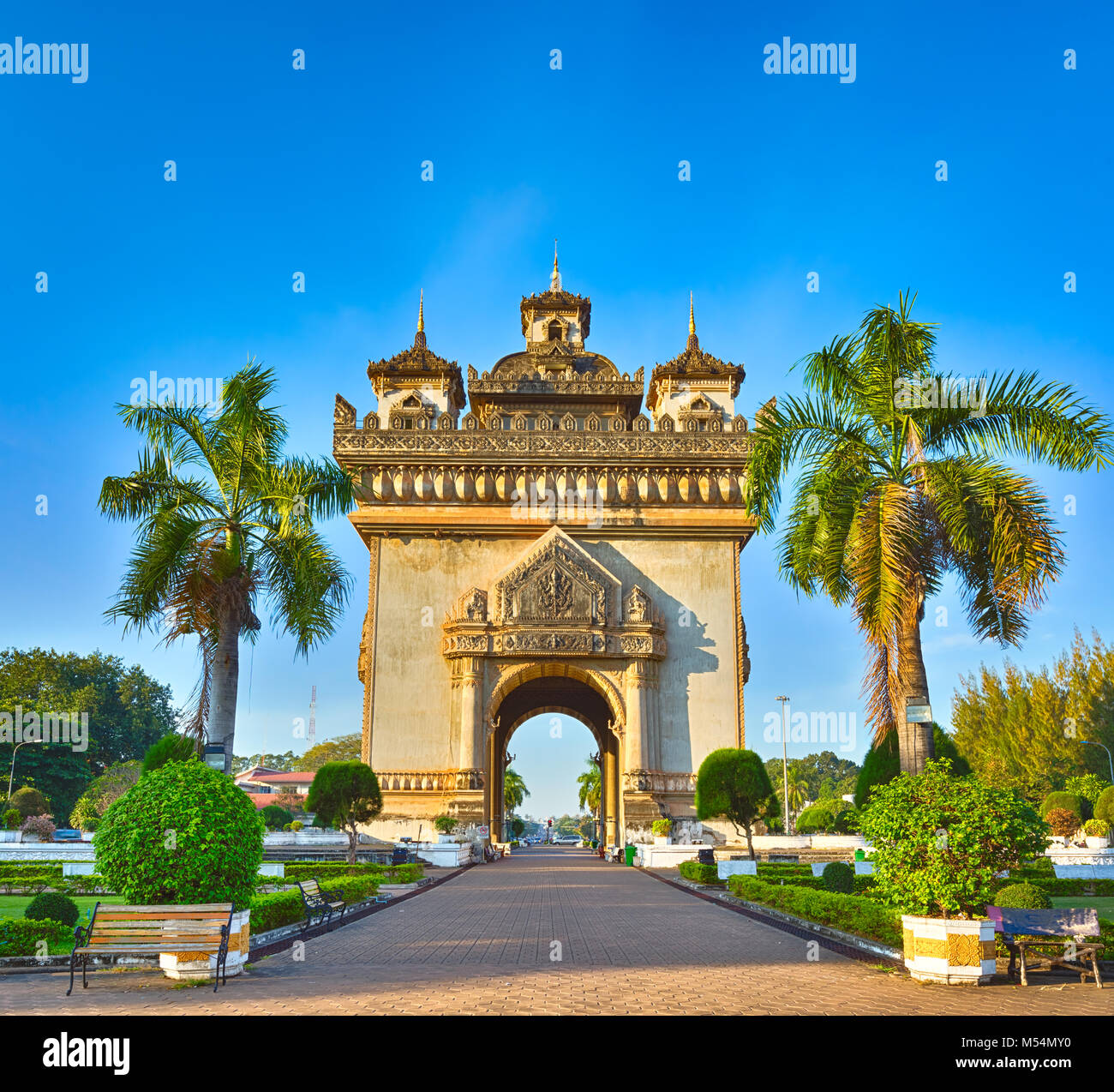 Patuxay Monument oder Tor der Triumph in Vientiane, Laos Stockfoto