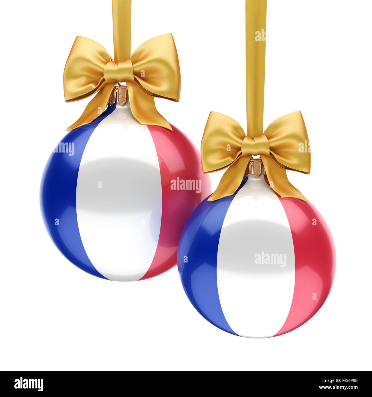3D-rendering Christmas Ball mit der Flagge von Frankreich Stockfoto