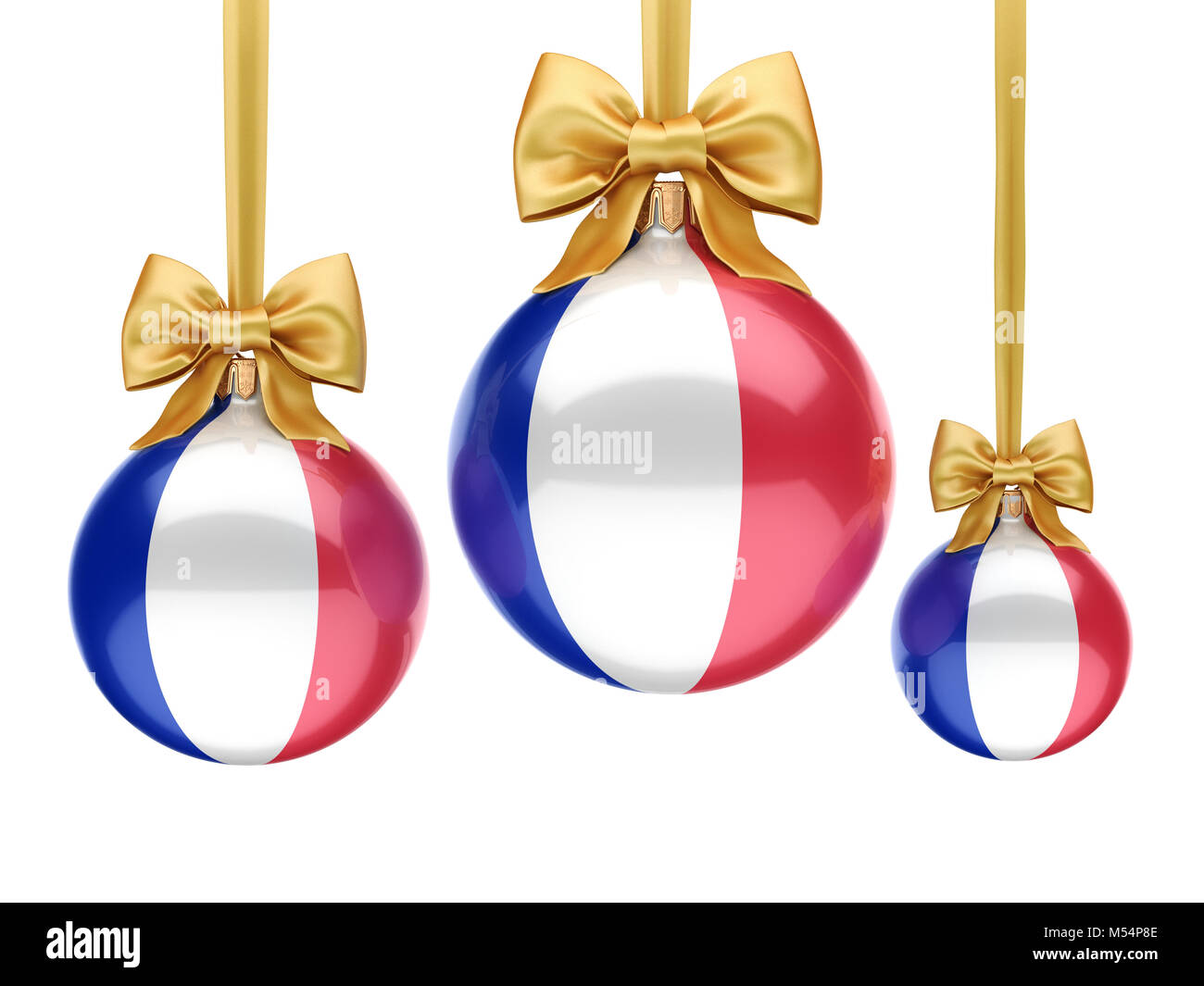 3D-rendering Christmas Ball mit der Flagge von Frankreich Stockfoto