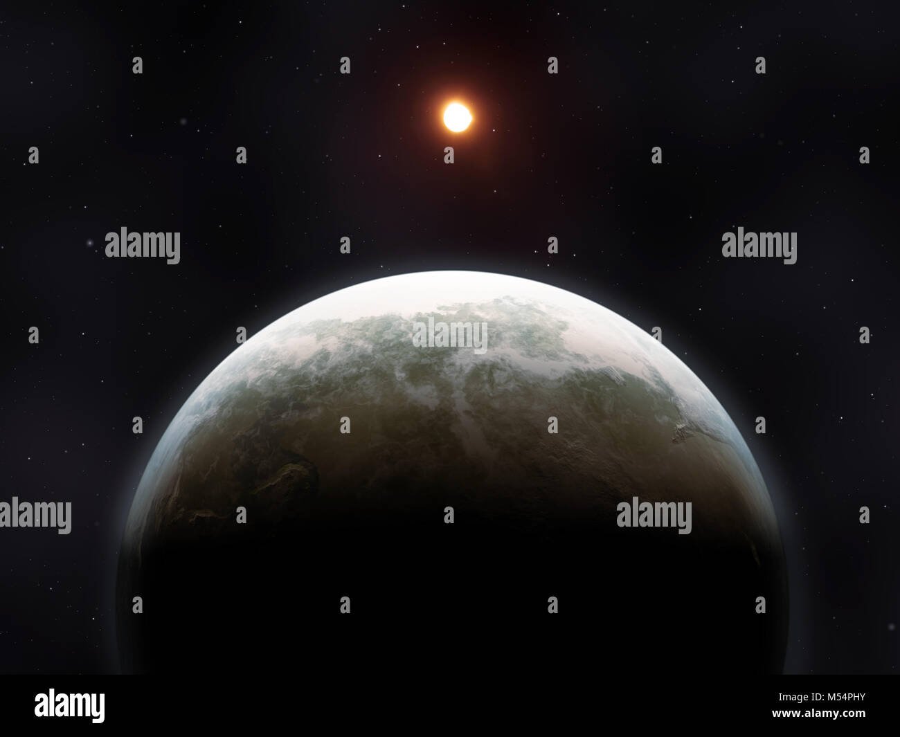 Einem Fremden Planeten im Weltraum Stockfoto