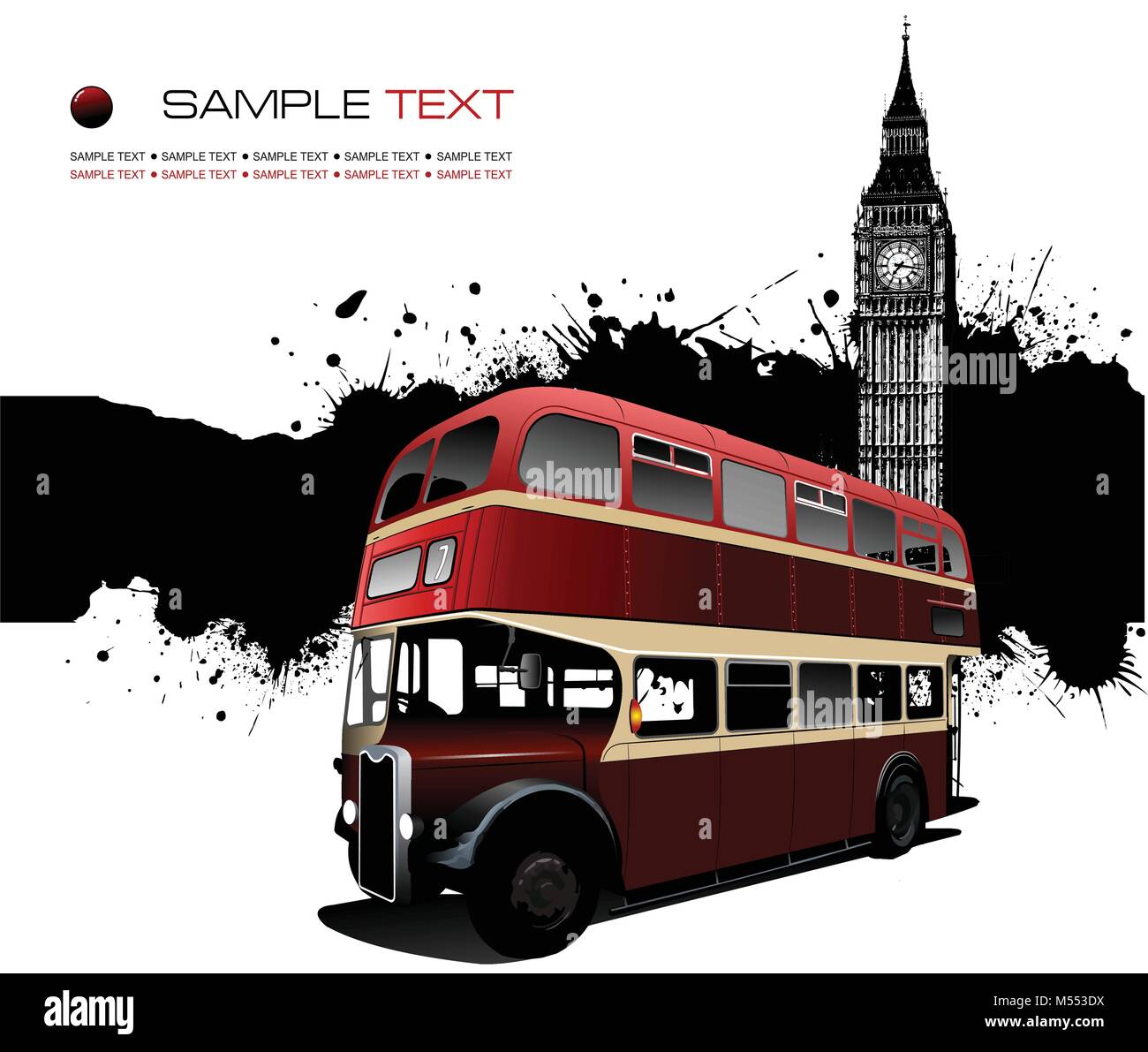 Grunge blot Banner mit London Bilder. Vector Illustration Stock Vektor