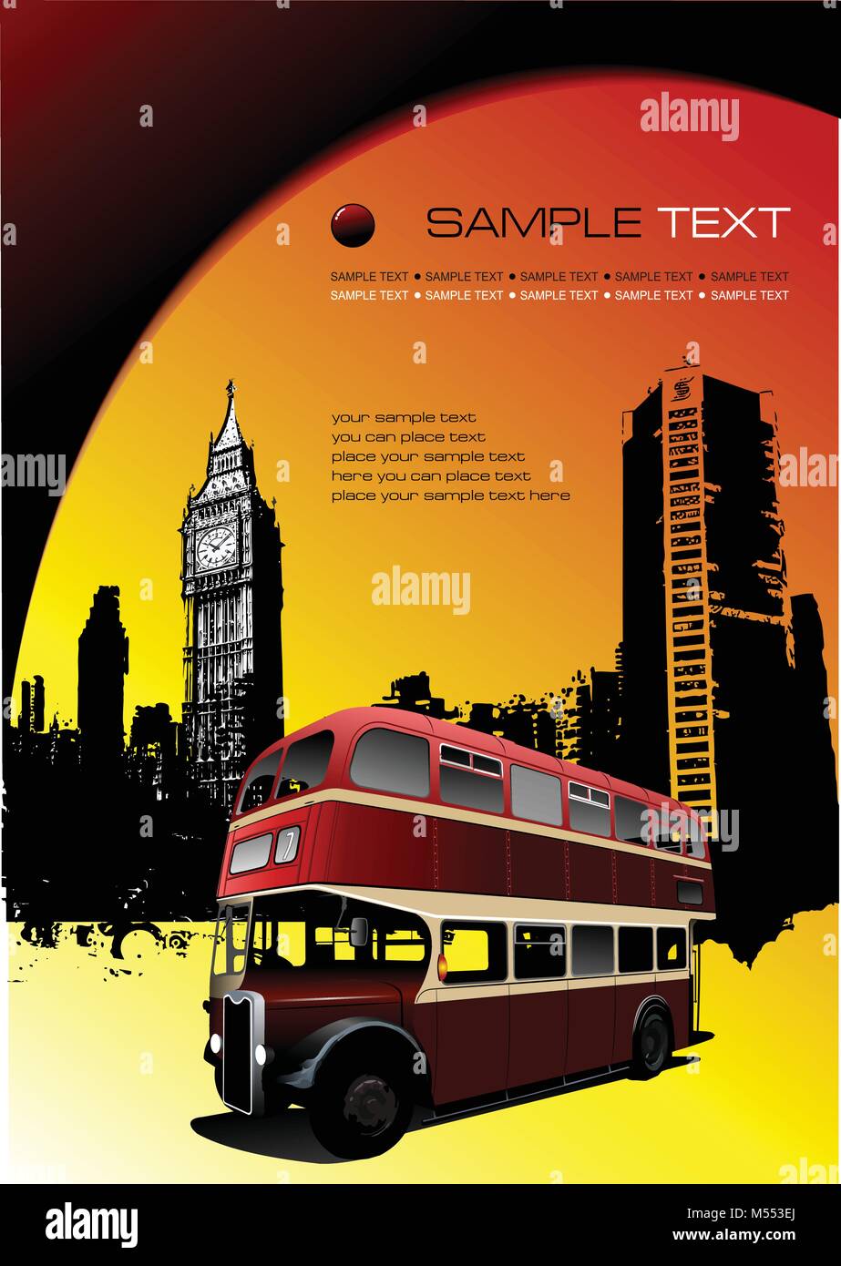 London Bilder mit Double Decker Bus. Vector Illustration Stock Vektor