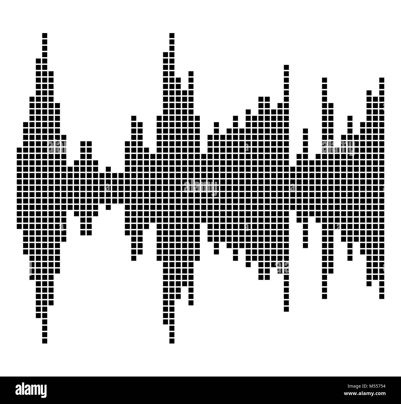 Schwarzes Quadrat sound Musik wave Equalizer Silhouette auf weißem Hintergrund Stock Vektor