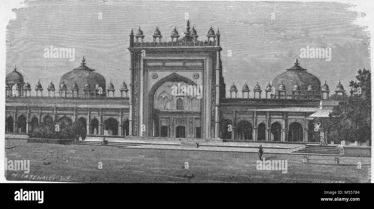 Indien. Moschee das Mausoleum, Fatehpur Sikri, Drucken 1878 Stockfoto