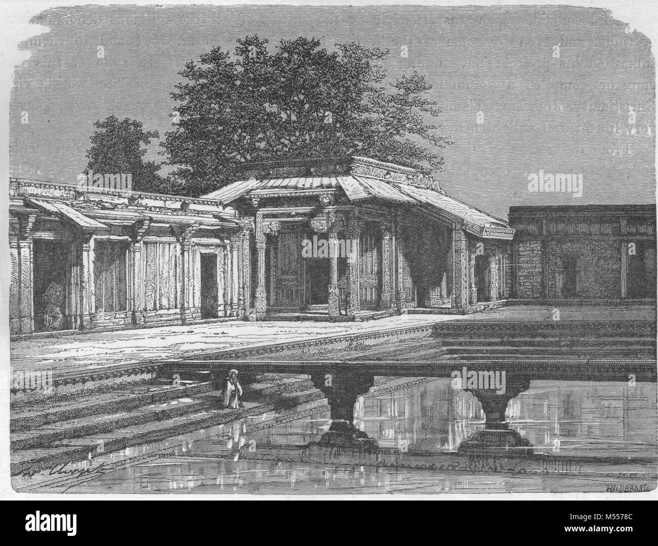 Indien. Das Sultan's Pavillon, Fatehpur Sikri, antiken Gravur 1878 Stockfoto