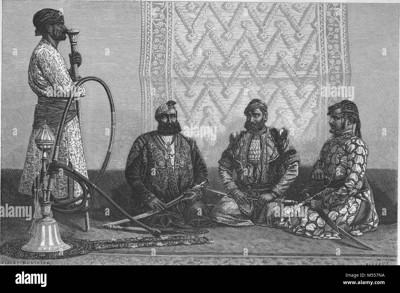 Indien. Herren von Bihar, antike Gravur 1878 Stockfoto