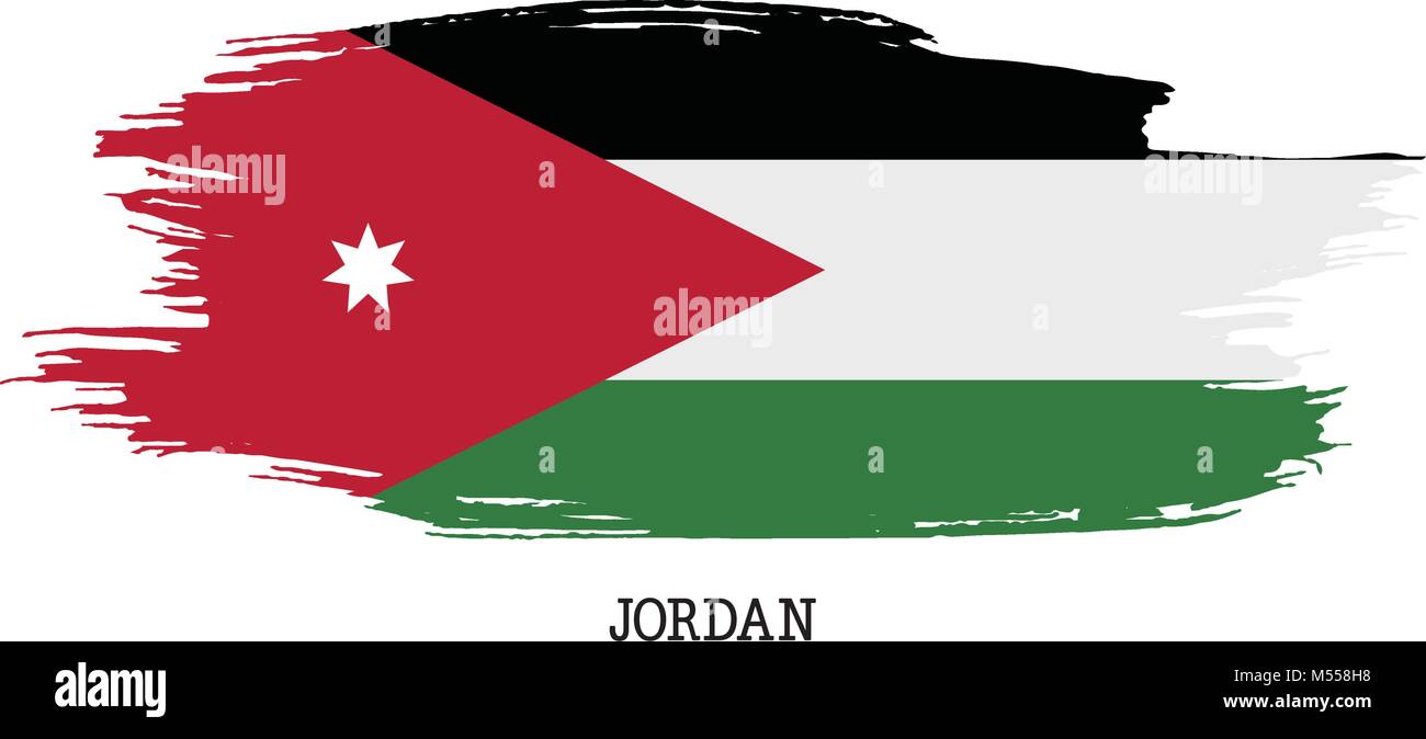 Jordanien Flagge Vektor grunge Pinselstrich Stock Vektor