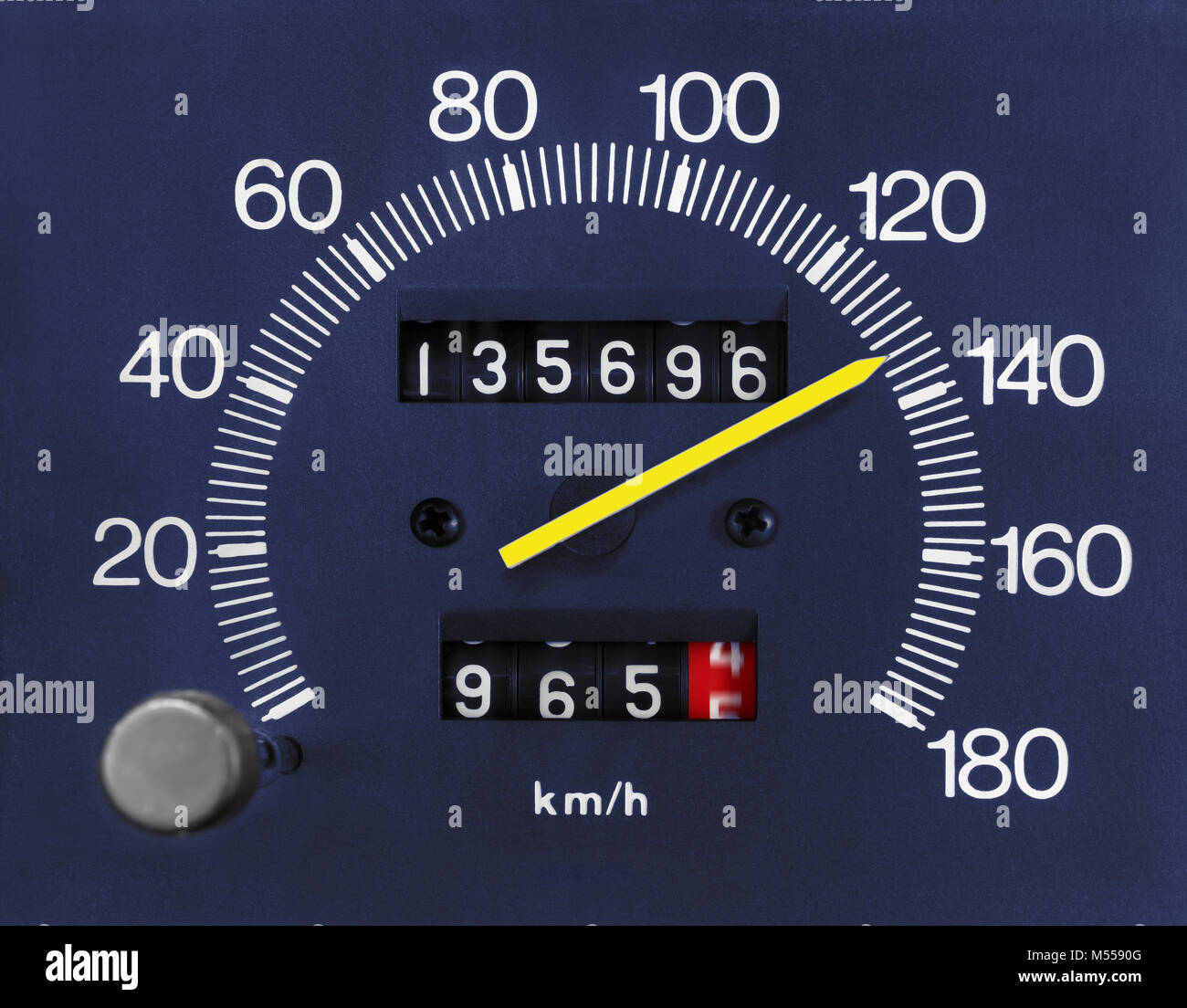 Automobil analoge Tachometer und Kilometerzähler Stockfoto