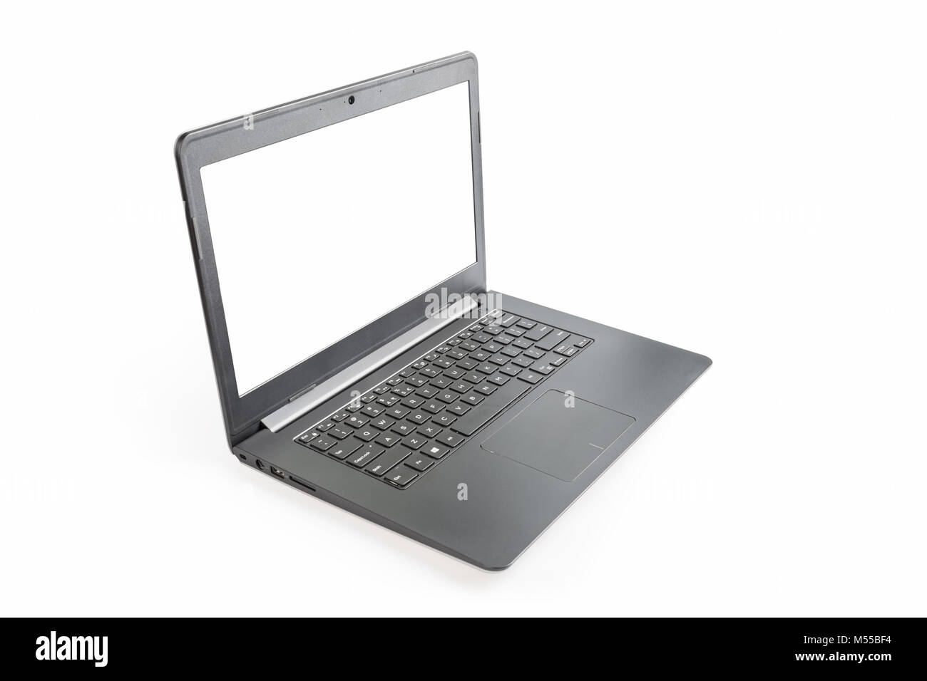 Laptop mit leerer Bildschirm isoliert Stockfoto