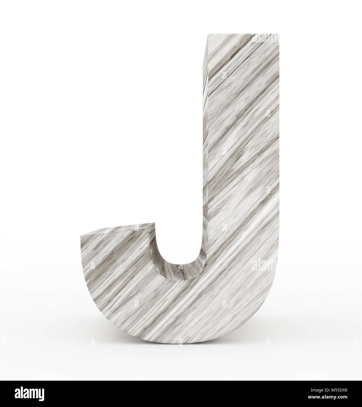 Buchstabe J 3d Holz isoliert auf Weiss - 3D-Rendering Stockfoto