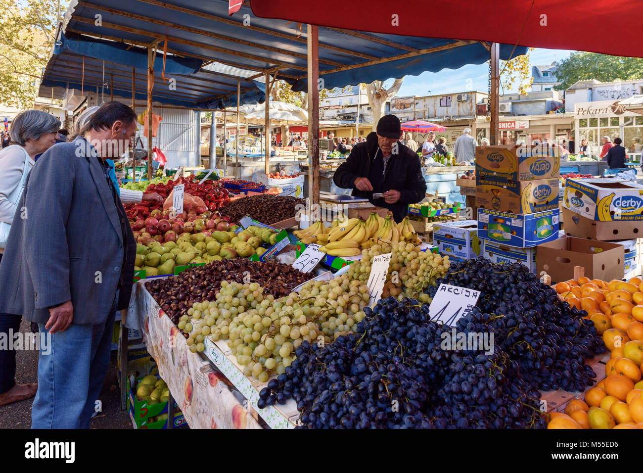 Obst & Gemüse am Grünen Markt, Split, Kroatien Stockfoto