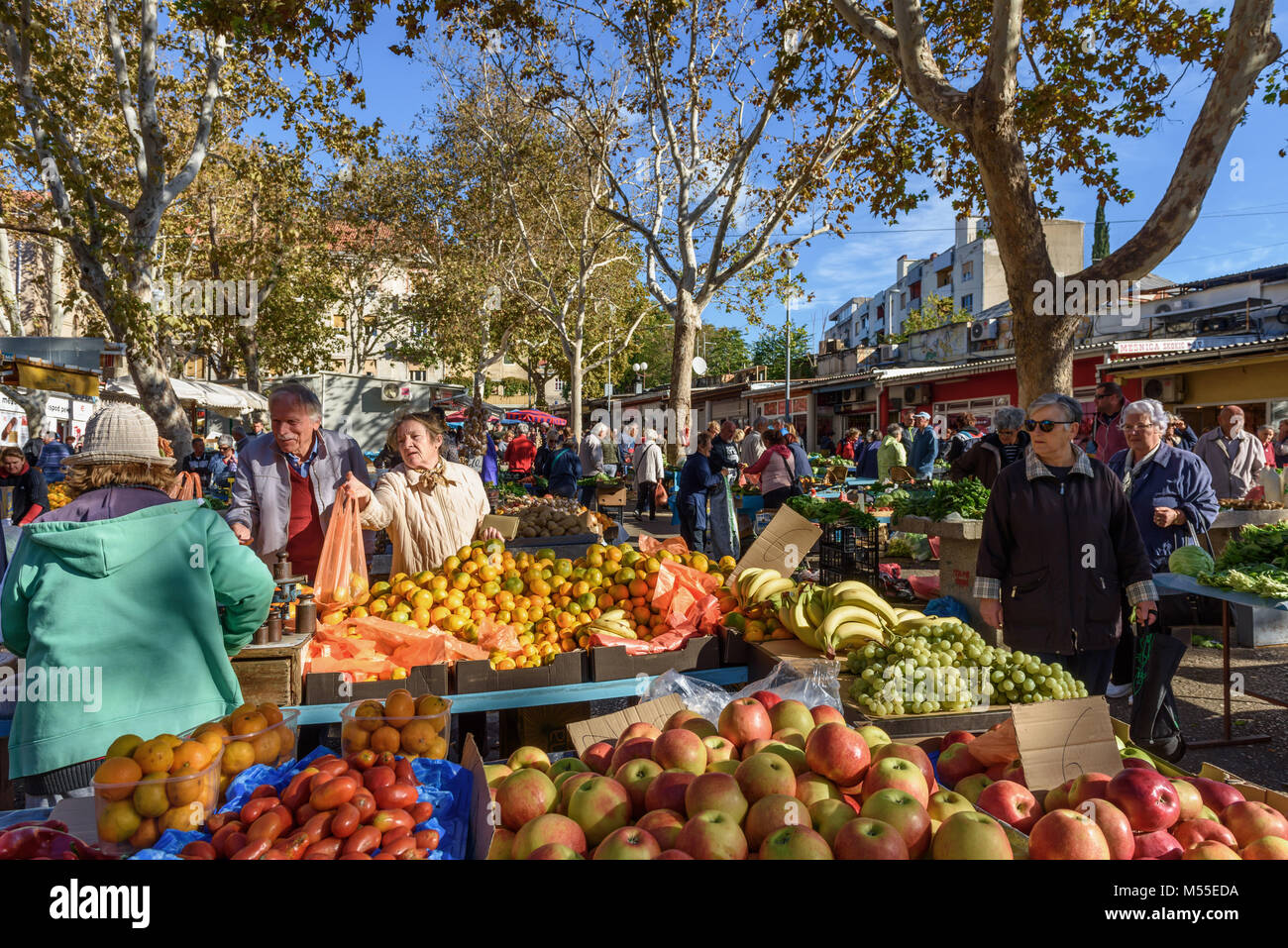Obst & Gemüse am Grünen Markt, Split, Kroatien Stockfoto