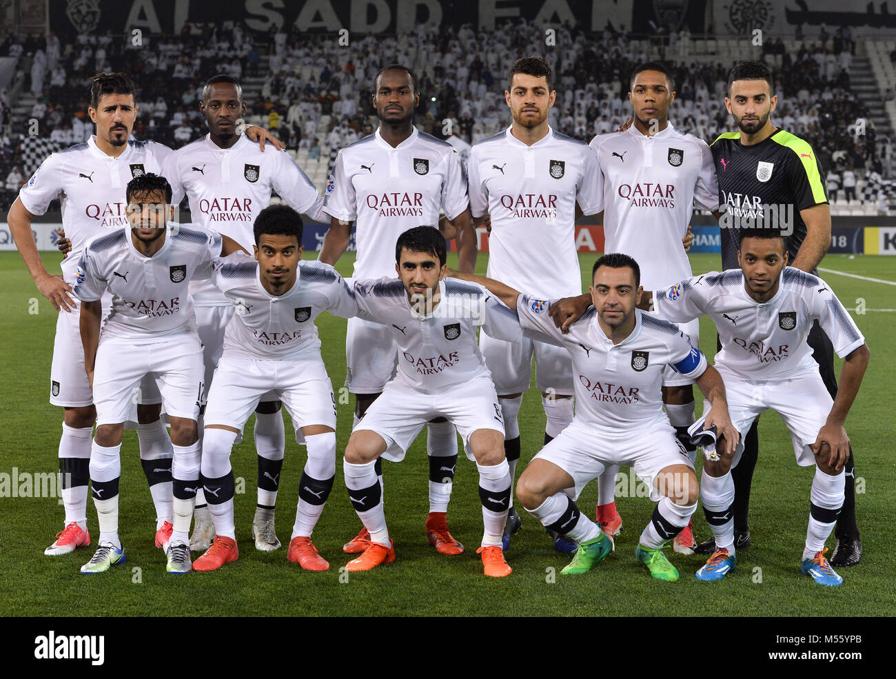 Doha 21 Feb 2018 Katar Al Sadd Spieler Posieren Fur Ein Foto Des Teams Vor Der Afc Champions League Gruppe C Fussballspiel Gegen Den Iran Persepolis An Jassim Bin Hamad Stadion In