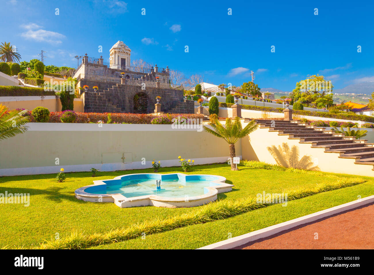 La Orotava Jardin Victoria Fountain View Stockfoto