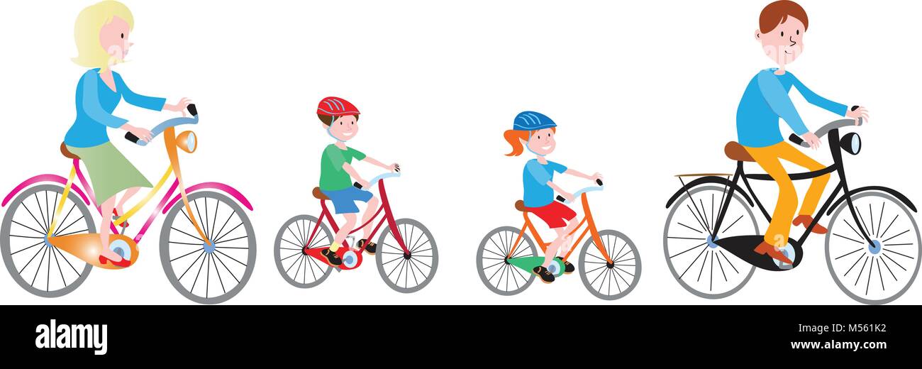 Cartoon Familie genießen einen Tag Radfahren Stock Vektor