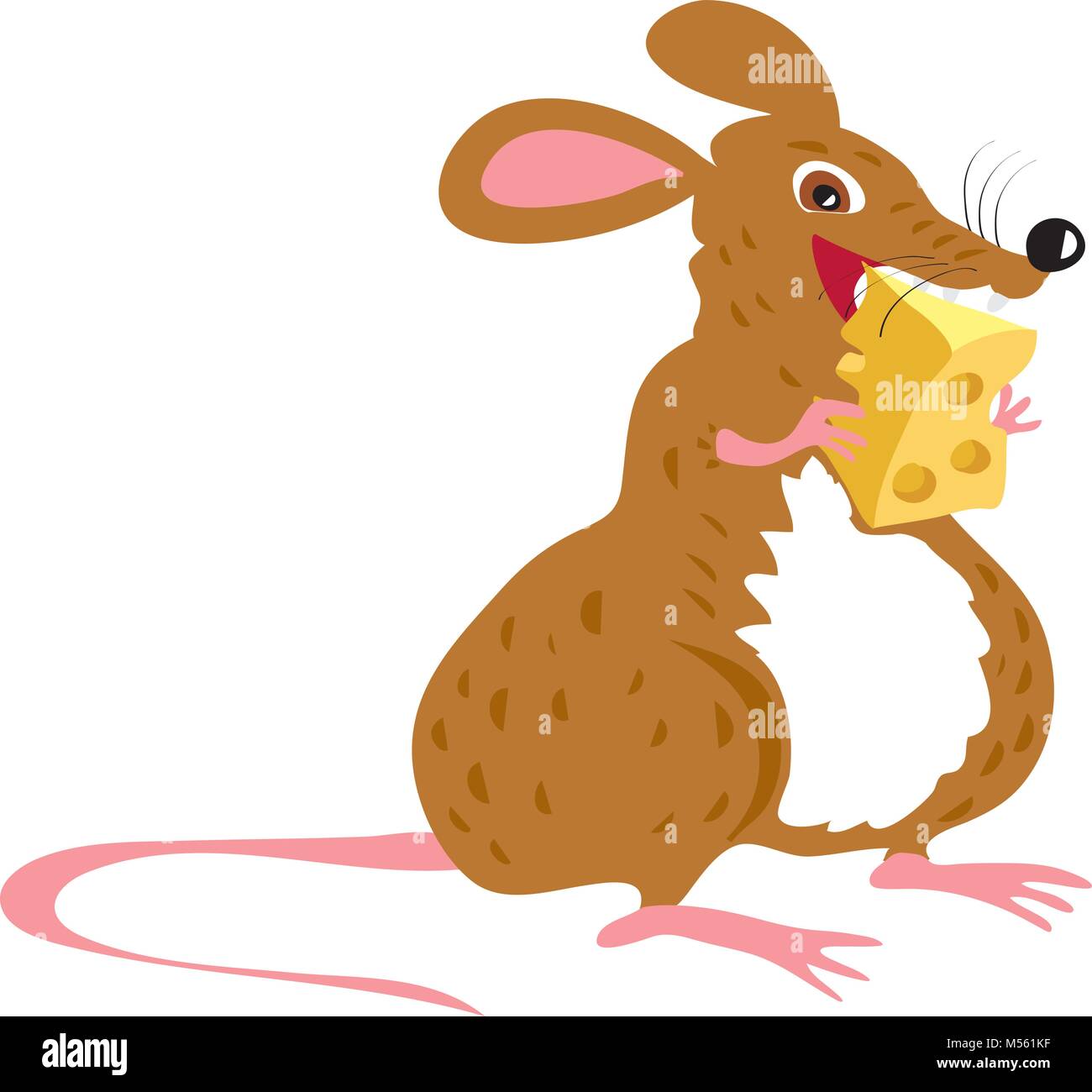 Ein fettes catoon Maus essen ein Stück Käse Stock Vektor