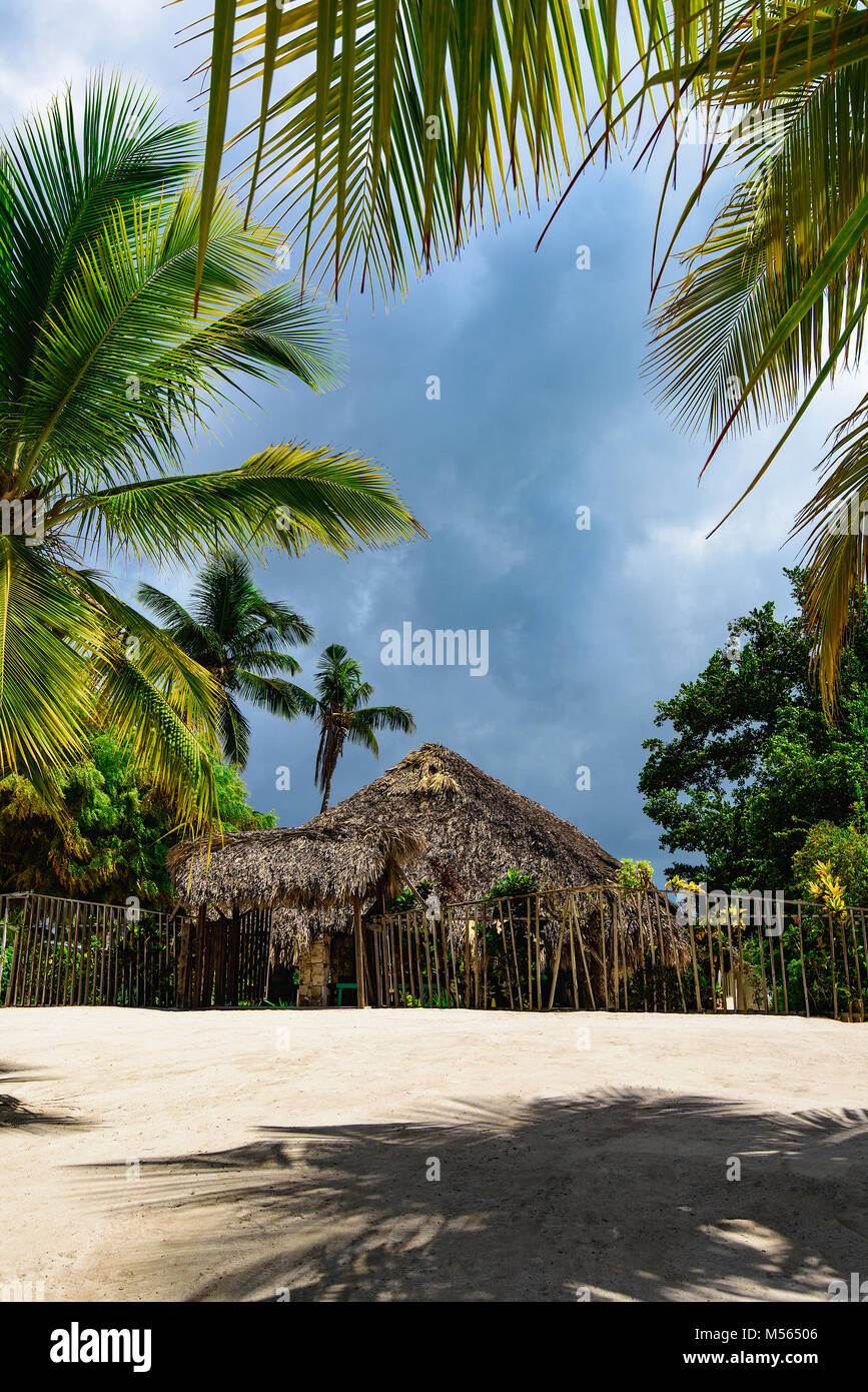 Hütte mit Palmenblättern bedeckt Stockfoto