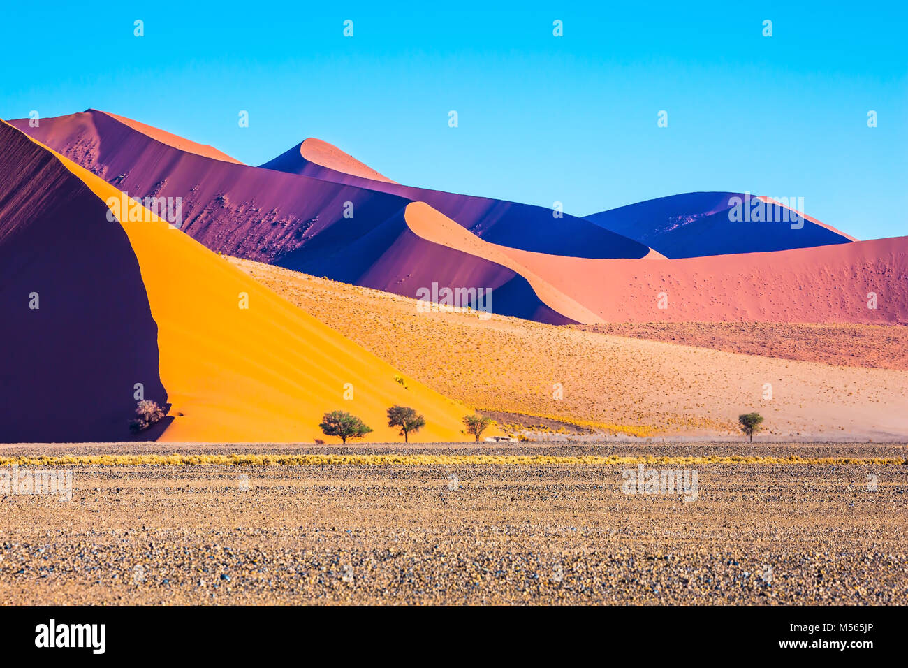 Die scharfe Kämme von orange Dünen Stockfoto