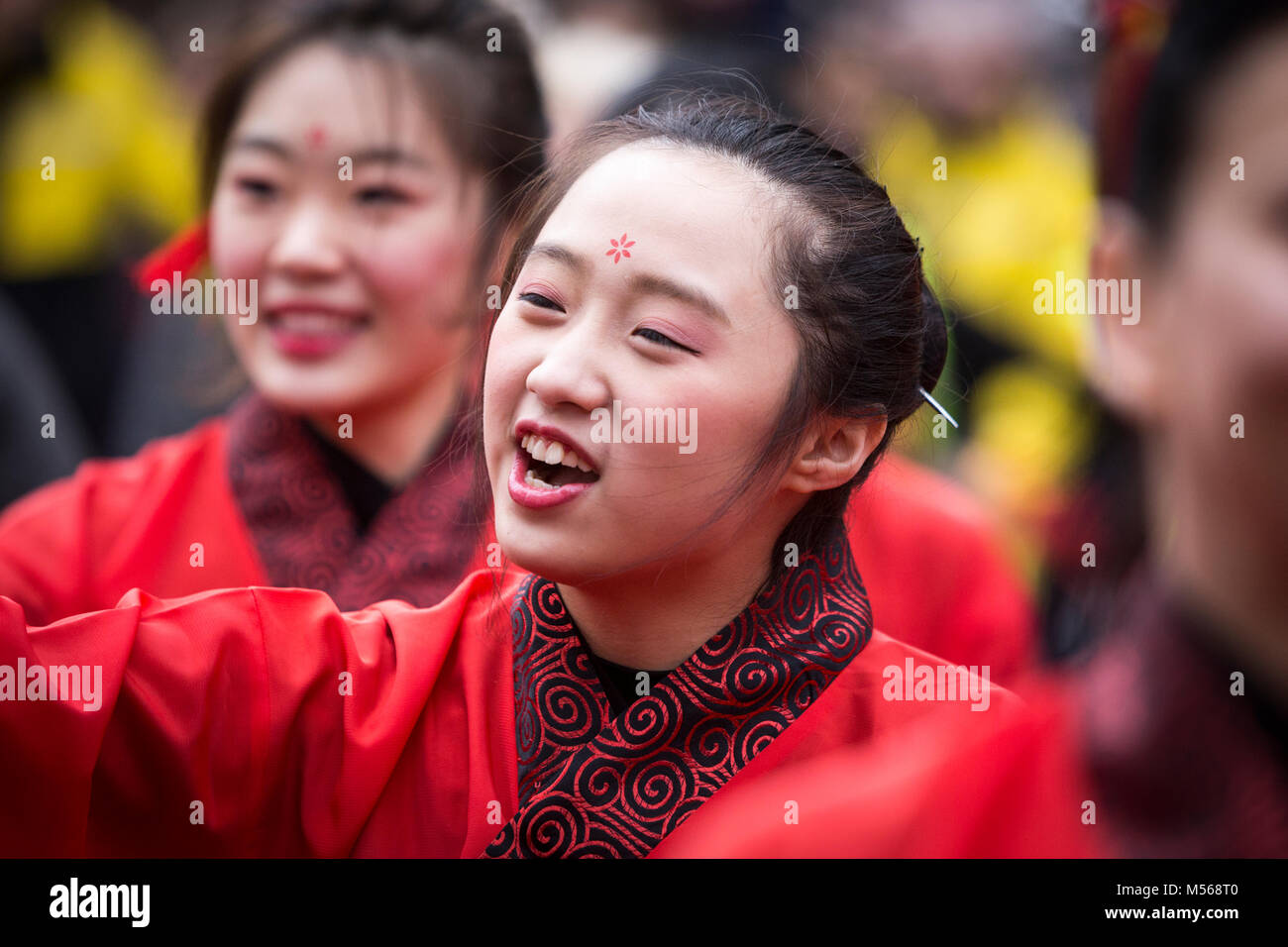 Chinesisches Neujahr 2018 feiern in Manchester - das Jahr des Hundes. Stockfoto