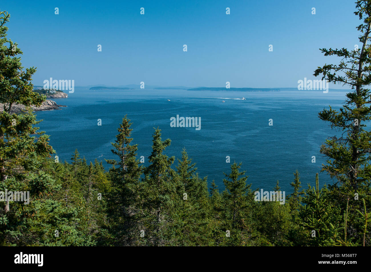 Blick auf den Atlantik von Mt Desert Island, Maine Stockfoto