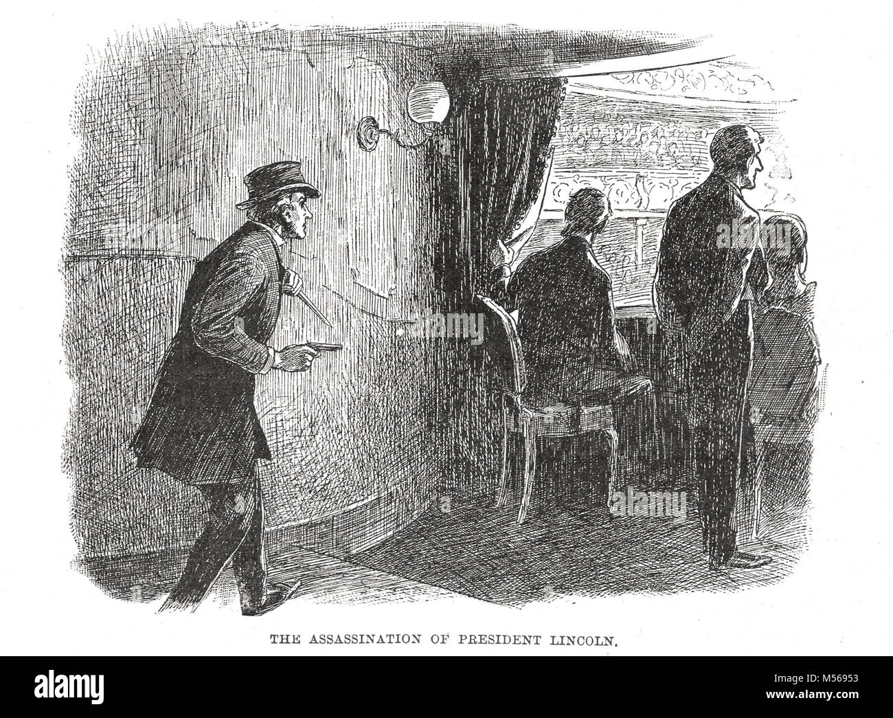 Ermordung von Abraham Lincoln durch Schauspieler John Wilkes Booth, 14. April 1865 an Ford's Theater, Washington D.C Stockfoto