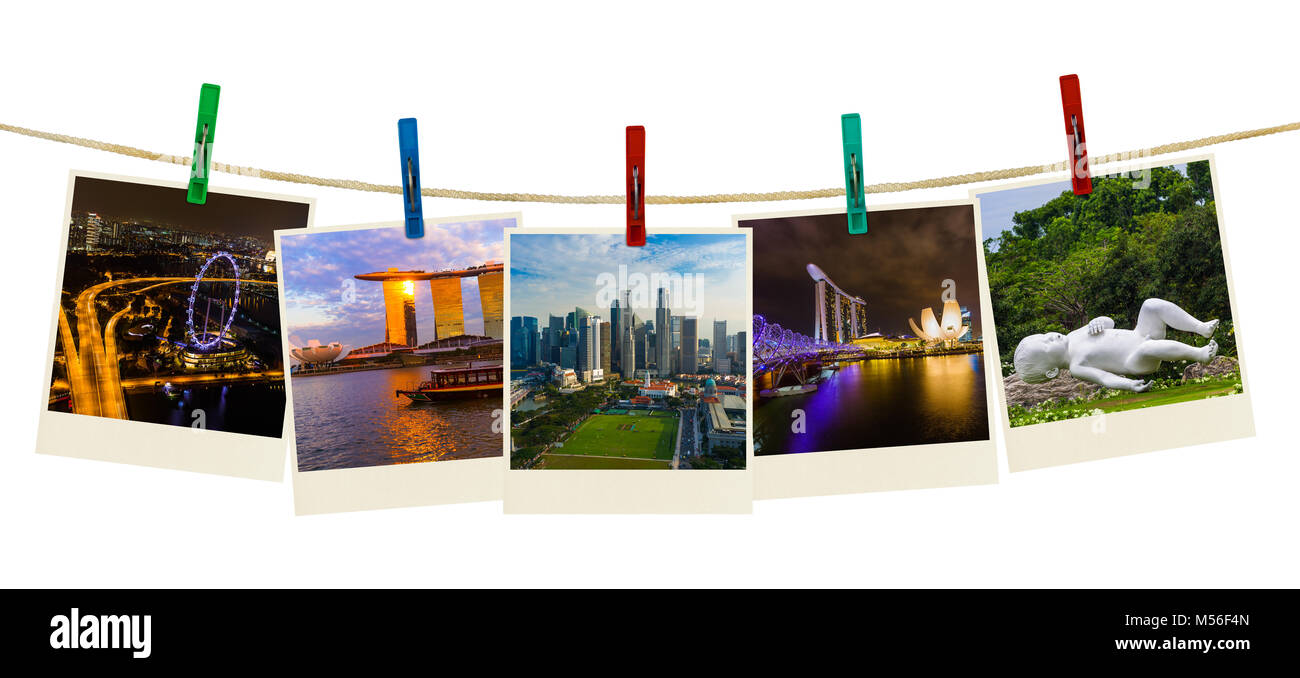 Singapur reisen Bilder (meine Fotos) auf wäscheklammern Stockfoto