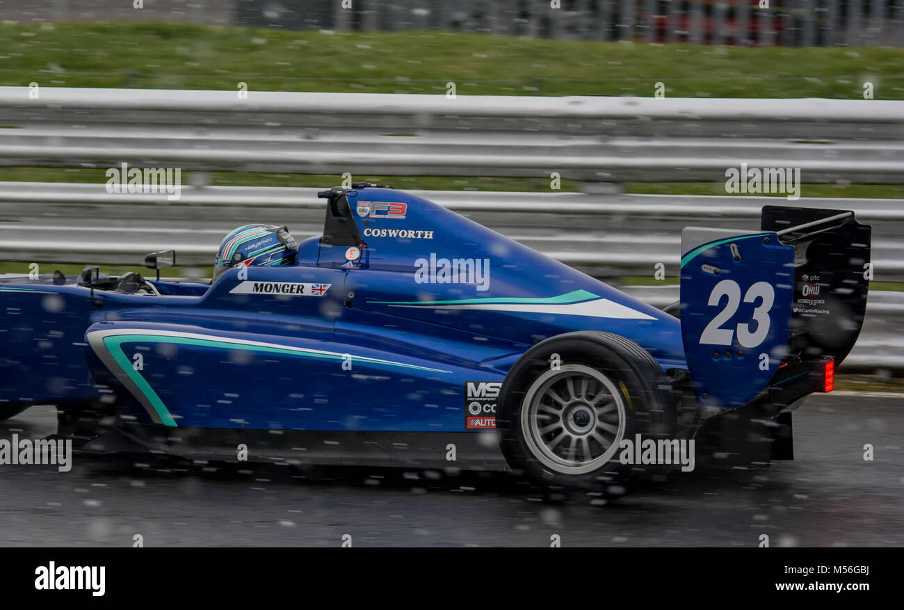 Billy Monger (#BillyWhizz) Prüfung in Oulton Park Circuit Feb 2018. Erste Sitzung seit seiner schrecklichen Unfall im Jahr 2017. Stockfoto