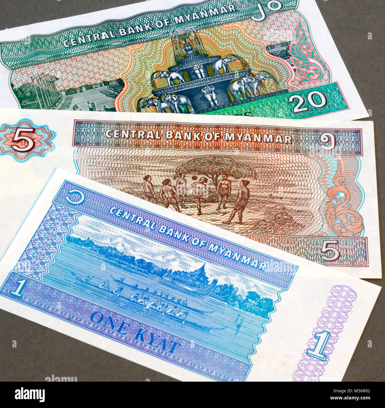 Myanmar, Kyat Währung Banknoten Stockfoto