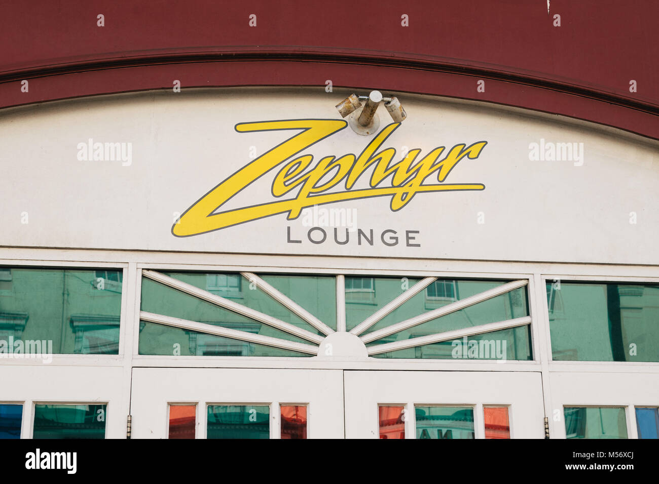 Zephyr Lounge anmelden, Leamington Spa, Warwickshire, Großbritannien. Live musik Veranstaltungsort. Stockfoto
