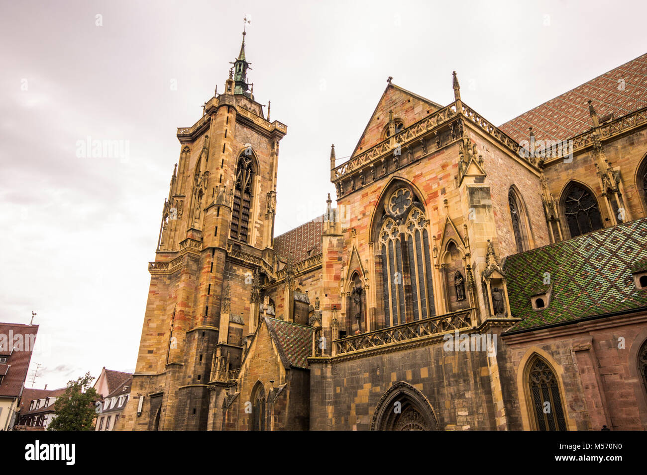 St Martin's Church (Église Saint-Martin), der größten Kirche in Colmar und eine der größten in Haut-Rhin, Alsace, France Stockfoto