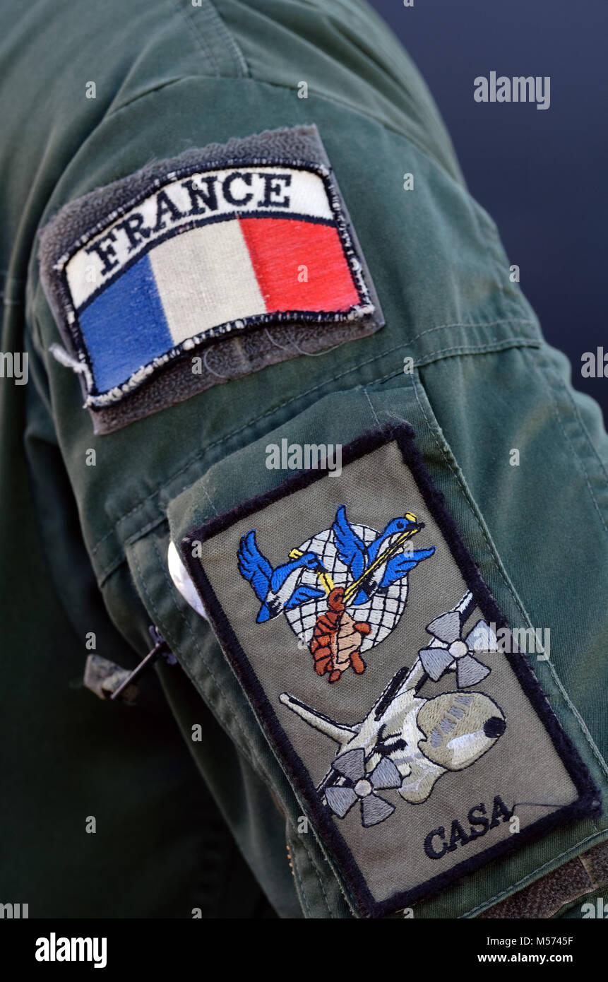 CASA CN 235-300 Treiber Patch der ET 50 Wiedervereinigung an die Air France 181 "Leutnant Roland Garros' Distanz Stockfoto