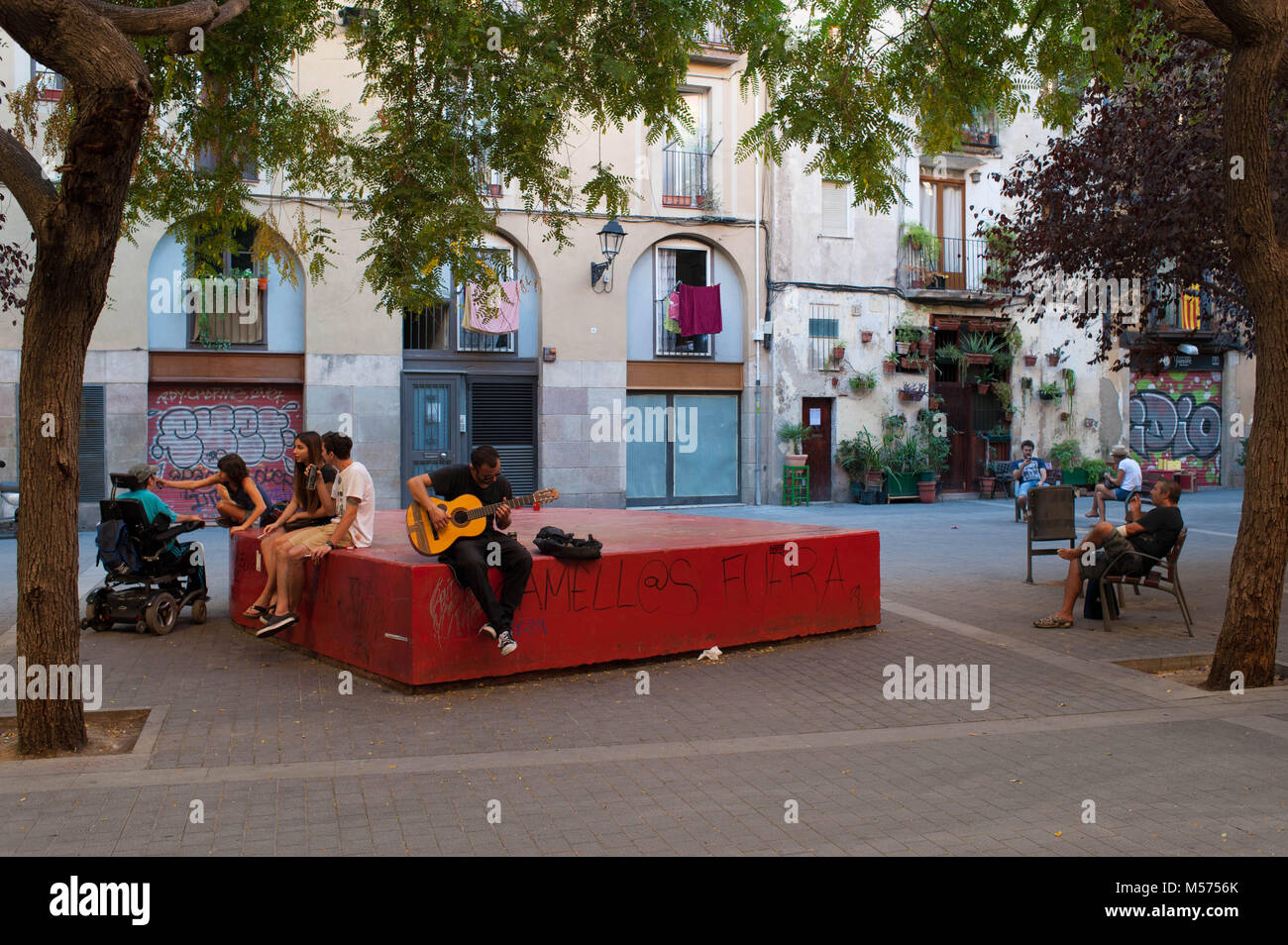 Barcelona, Katalonien. Spanien. Ciutat Vella. Young Guitar Player. Stockfoto