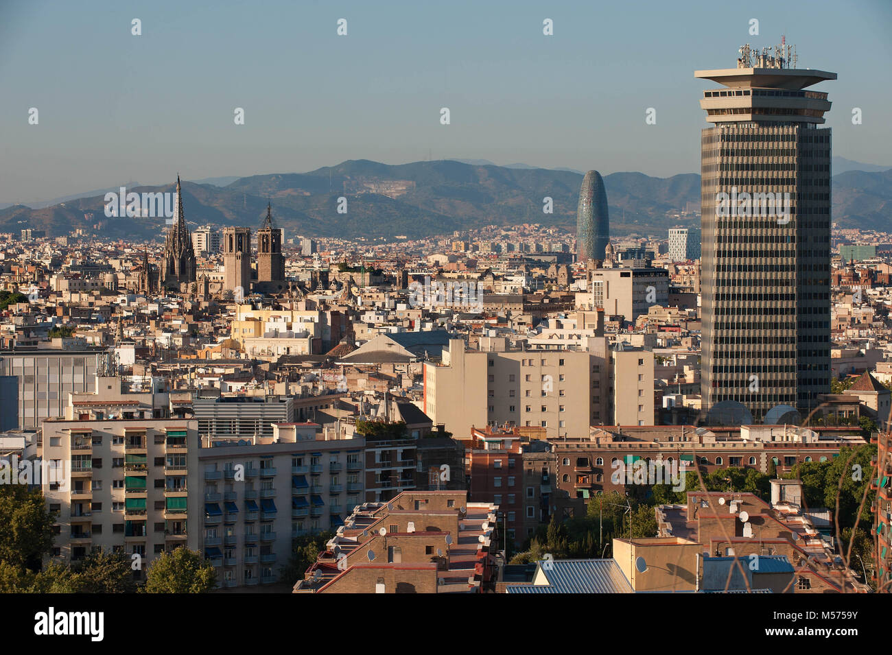 Barcelona, Katalonien. Spanien. Blick auf die Stadt von montjuc. Stockfoto