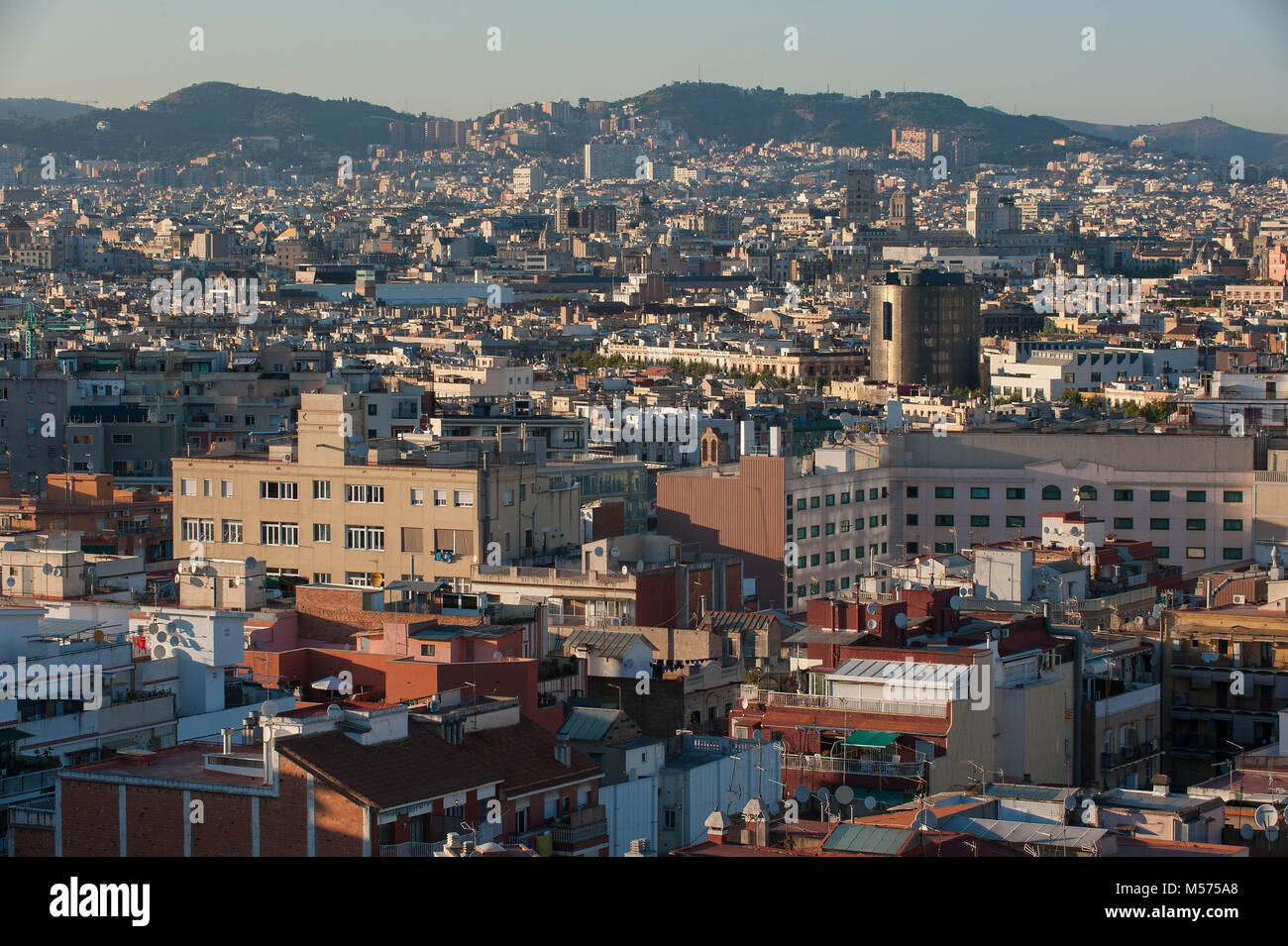 Barcelona, Katalonien. Spanien. Blick auf die Stadt von montjuc. Stockfoto