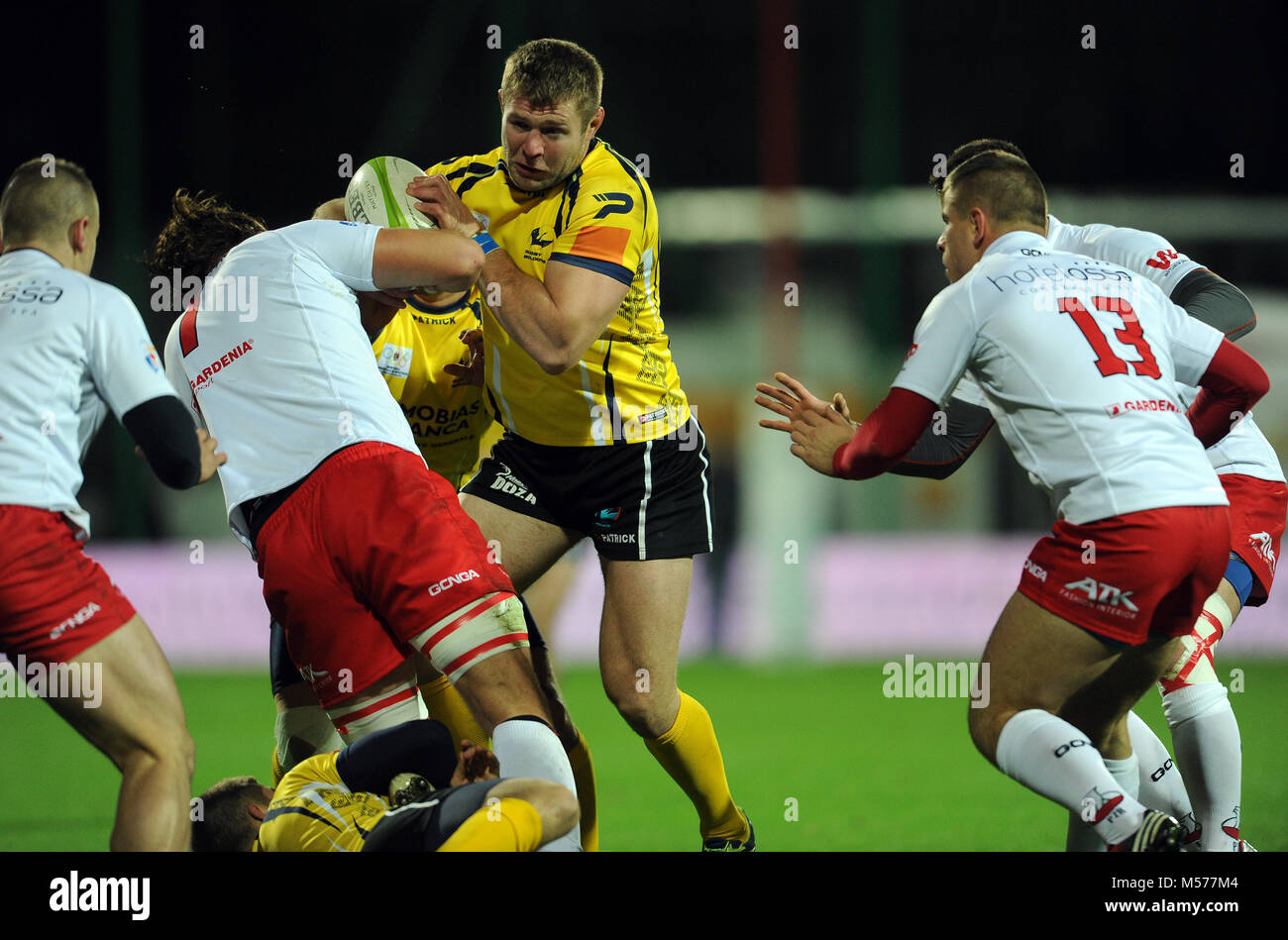 Warschau, Polen - 14. NOVEMBER 2015: Inernational freundlich Rugby Spiel Polen - Moldau Europa Rugby Cup Stockfoto